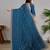 blue color georgette siroski work border saree with un-stitched blouse