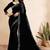 black color georgette siroski work border saree with un-stitched blouse