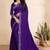 purple blue color georgette siroski work border saree with un-stitched blouse
