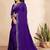 purple blue color georgette siroski work border saree with un-stitched blouse