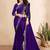 purple blue color georgette siroski work border saree with un-stitched blouse