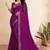 wine blue color georgette siroski work border saree with un-stitched blouse