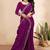 wine blue color georgette siroski work border saree with un-stitched blouse