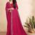 rani pink color georgette siroski work border saree with un-stitched blouse