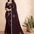 brown color georgette siroski work border saree with un-stitched blouse