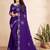 purple blue color georgette siroski work border saree with un-stitched blouse