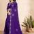 purple blue color georgette siroski work border saree with un-stitched blouse