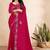 rani pink color georgette siroski work border saree with un-stitched blouse