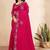 rani pink color georgette siroski work border saree with un-stitched blouse