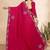 rani pink color georgette siroski work border saree with un-stitched blouse