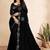 black color georgette siroski work border saree with un-stitched blouse