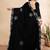 black color georgette siroski work border saree with un-stitched blouse