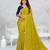 lemon yellow color star georgette embroidered sarees