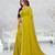 lemon yellow color star georgette embroidered sarees