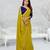 lemon yellow color star georgette embroidered sarees