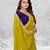 lemon yellow color star georgette embroidered sarees