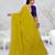 lemon yellow color star georgette embroidered sarees
