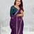 purple color star georgette embroidered sarees