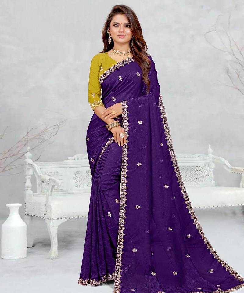 blue color star georgette embroidered sarees