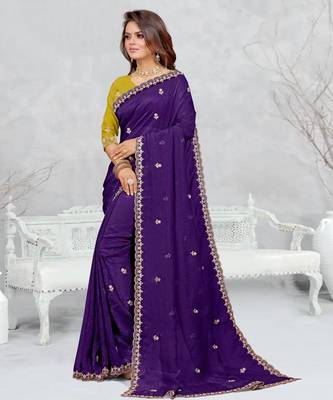 blue color star georgette embroidered sarees 2