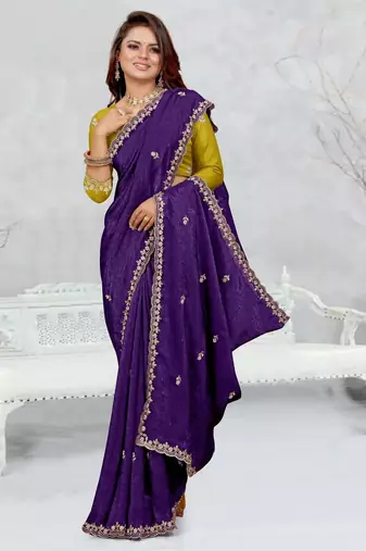 blue color star georgette embroidered sarees