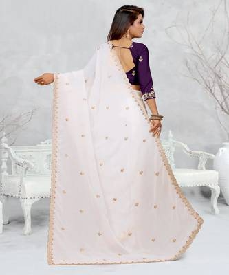 white color star georgette embroidered sarees 5