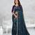 teal blue color star georgette embroidered sarees