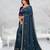 teal blue color star georgette embroidered sarees