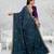 teal blue color star georgette embroidered sarees