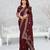 brown color star georgette embroidered sarees