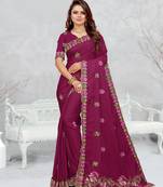 light purple color star georgette embroidered sarees