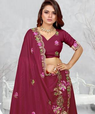 light maroon color star georgette embroidered sarees 4