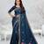 teal blue color star georgette embroidered sarees