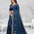 teal blue color star georgette embroidered sarees