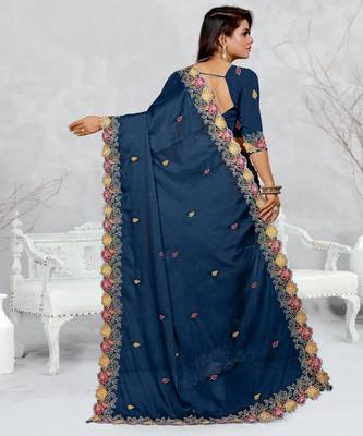  blue color star georgette embroidered sarees 5