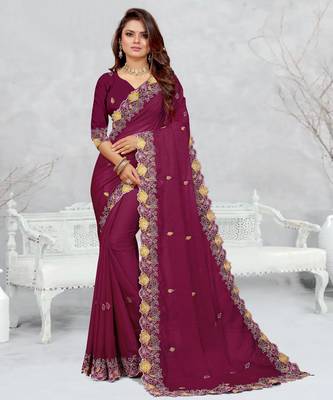  light purple color star georgette embroidered sarees 1