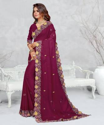  light purple color star georgette embroidered sarees 2