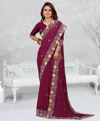  light purple color star georgette embroidered sarees 3