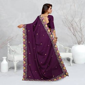   purple color star georgette embroidered sarees 5