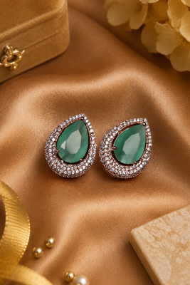 Rose Gold Finish Mint Dewdrop Earrings 3