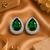 Rhodium finish emerald aura crystal earrings