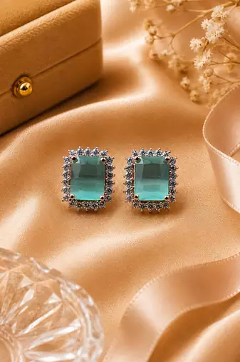 Rose Gold Finish Mint Aura Halo Studs