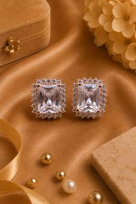 Rose gold finish moonlight halo studs 3