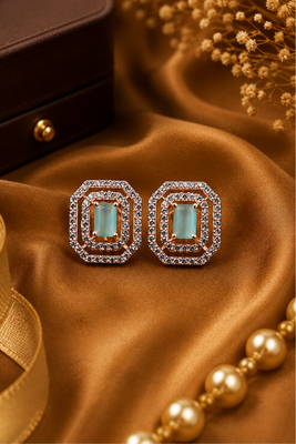 Rose gold finish mint elegance octagon earrings 3