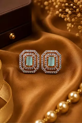 Rose gold finish mint elegance octagon earrings