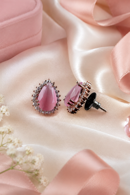 Blush Petal Halo Studs 1