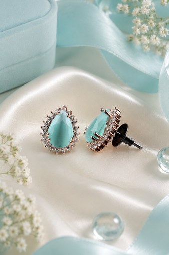 Mint aurora halo studs