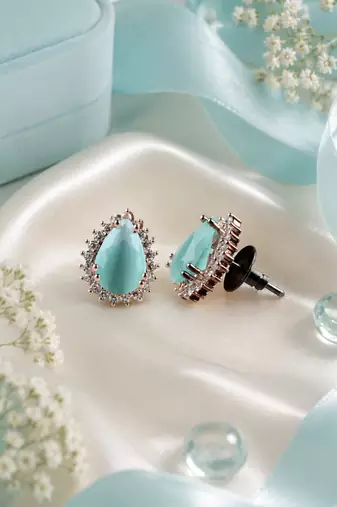 Mint aurora halo studs
