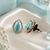 Mint aurora halo studs
