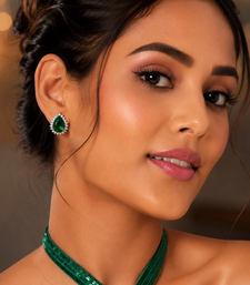 Emerald royale halo studs